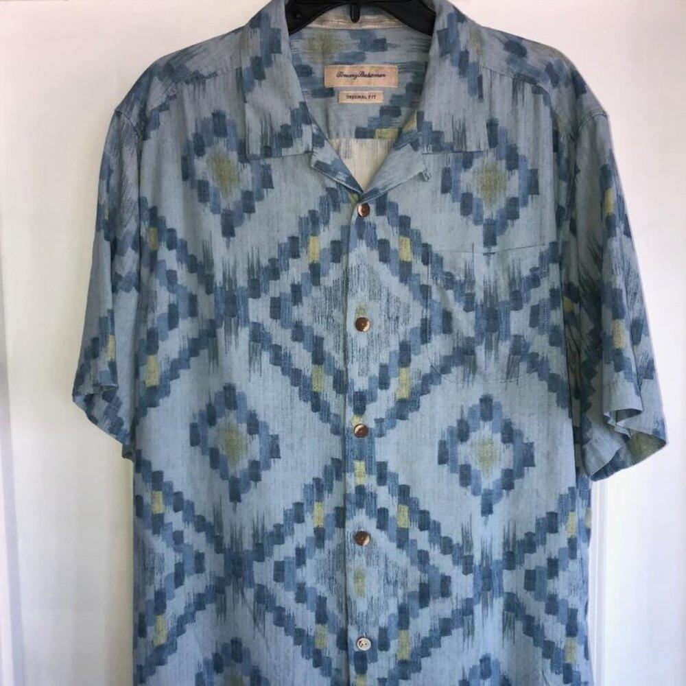 Tommy Bahama 100% Silk Men's Original Fit Button Down Shirt Size L
